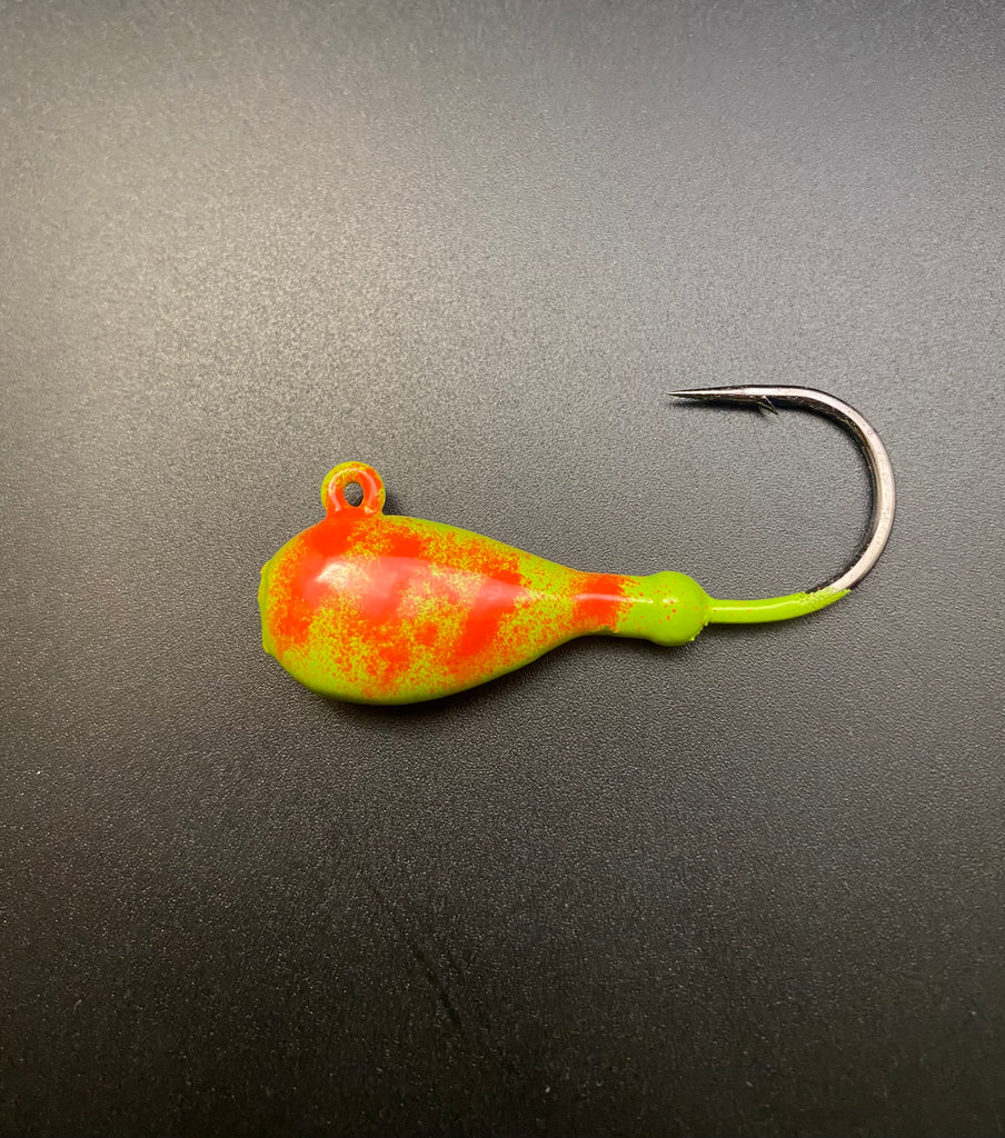 Flat head jig - chartreuse/orange