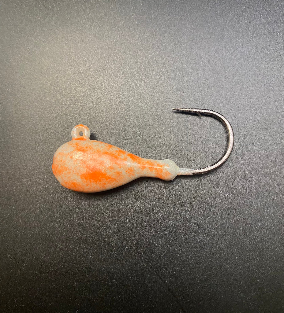 Flat head jig - white glow/orange glow